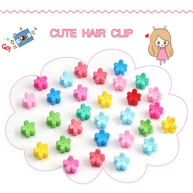 Mini pinces à cheveux en plastique pour filles, couleur bonbon, épingles à cheveux en forme de fleur, queue de cheval, accessoires de coiffure simples, couvre-chef
