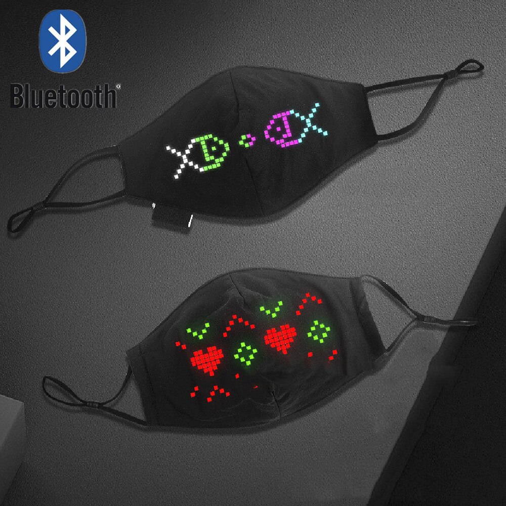 Bluetooth Programmable Led Face Mask Luminous Scrolling Message Display Board Men and Women Carnival Music Party Christmas