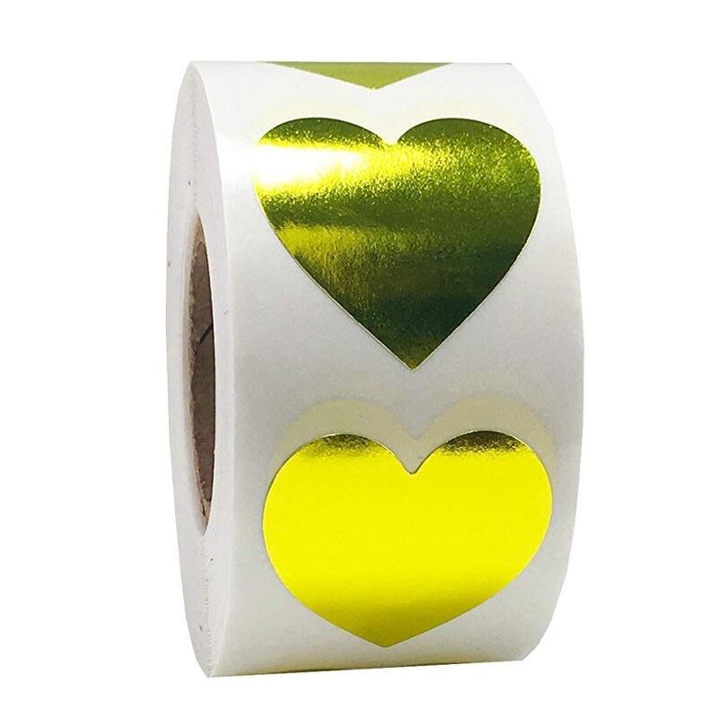500pcs/roll 12 colors love heart Stickers seal labels Scrapbook for DIY Birthday Party Supplies Kawaii sticker stationery: Gold