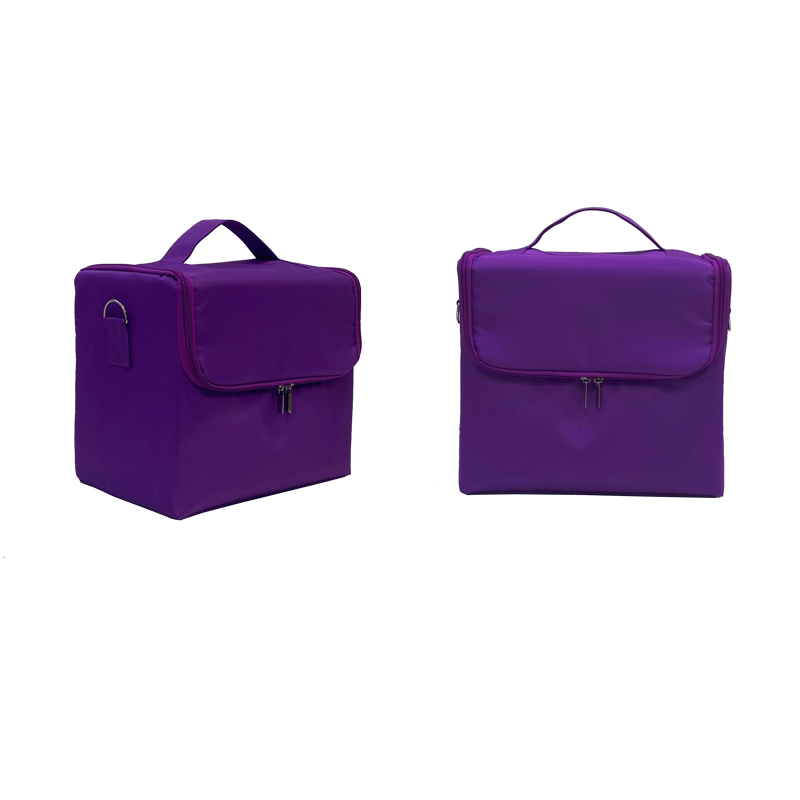 Multilayer Clapboard Cosmetic Bag Case Beauty Salon Tattoos Nail Art Tool Bin Women Makeup Organizer Large Capacity Bag: Purple
