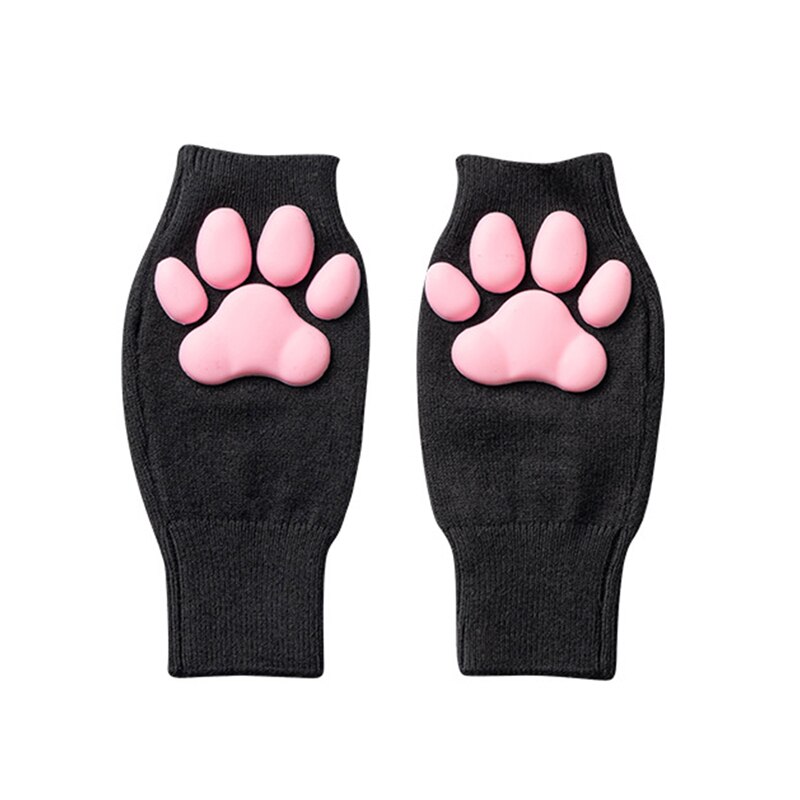 Guantes de silicona 3D con forma de Pata de Gato para mujer, guantes sin dedos, para Cosplay, Navidad y Halloween