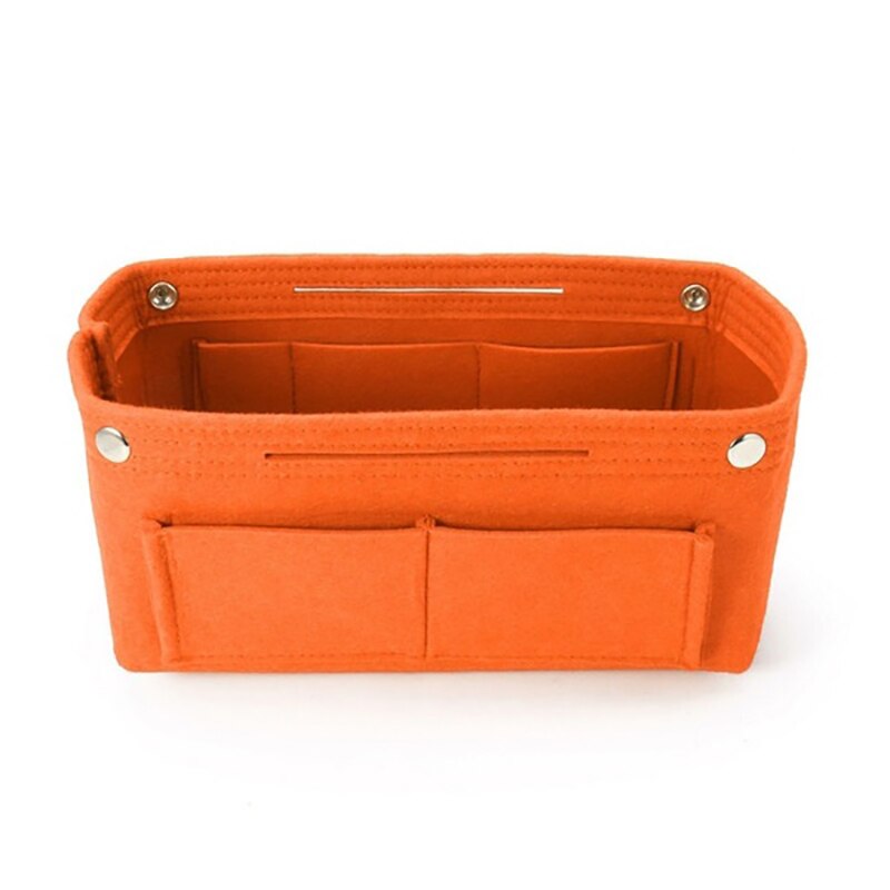 Felt Tote Handbag Purse Cosmetic Storage Makeup Bag Pocketbook Organizer Insert Divider: Orange