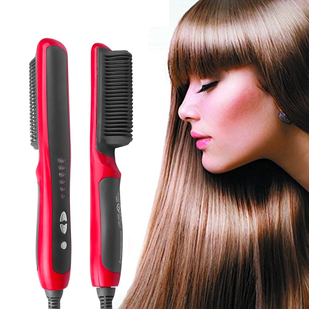 cepillo alisador de barba, peine de peluquería, peine de pelo lacio eléctrico multifuncional, enchufe europeo de EE. UU. Enchufe del Reino Unido