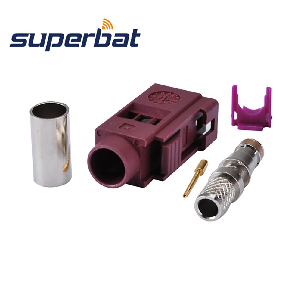 Superbat 10Pcs RF Fakra Stecker crimp Jack Weibliche für Violet Auto GSM Cellular telefon für kabel LMR195, RG58, RG142, RG400