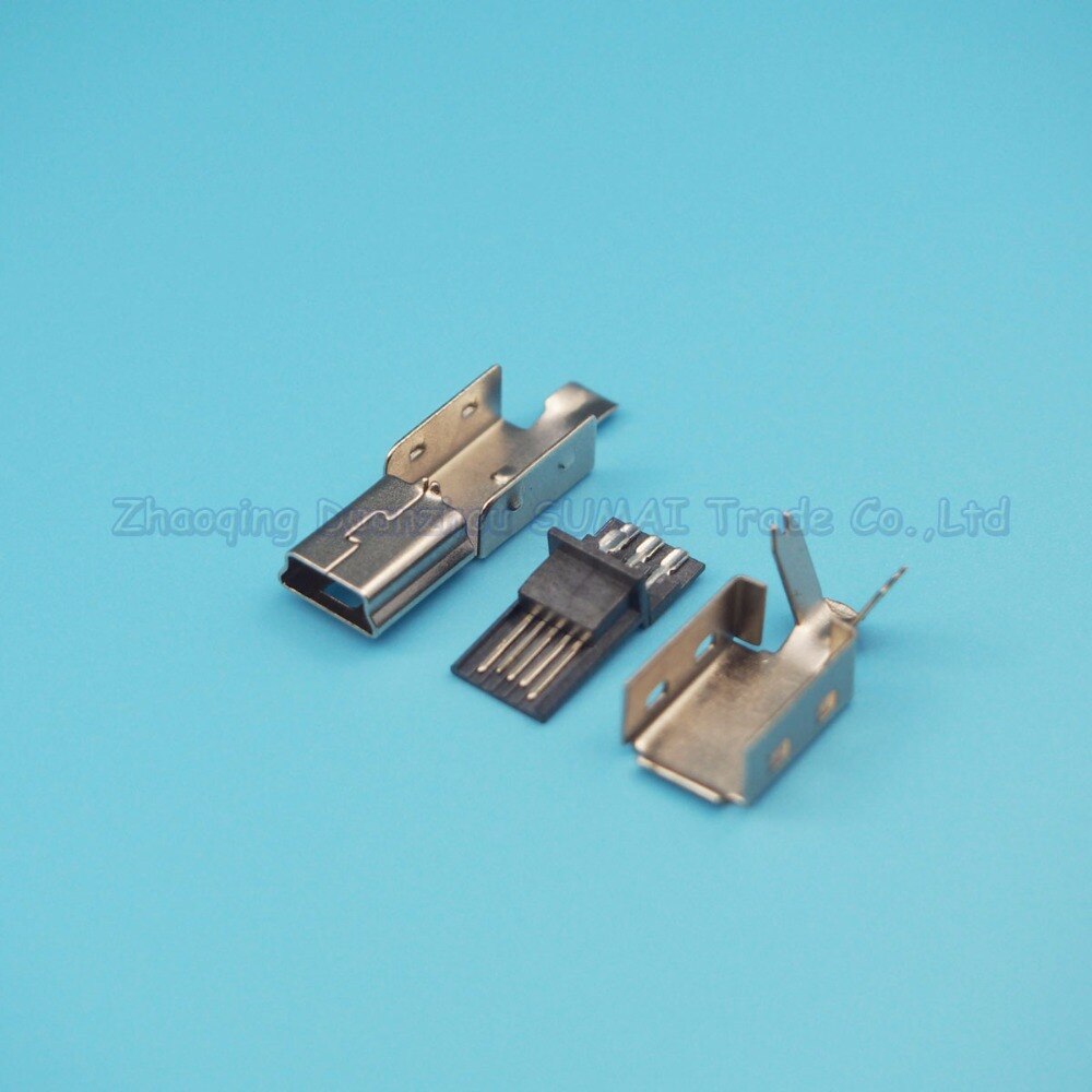 100sets Mini USB plug connector 5Pin male plug,Mini USB-5P plug 3 in 1