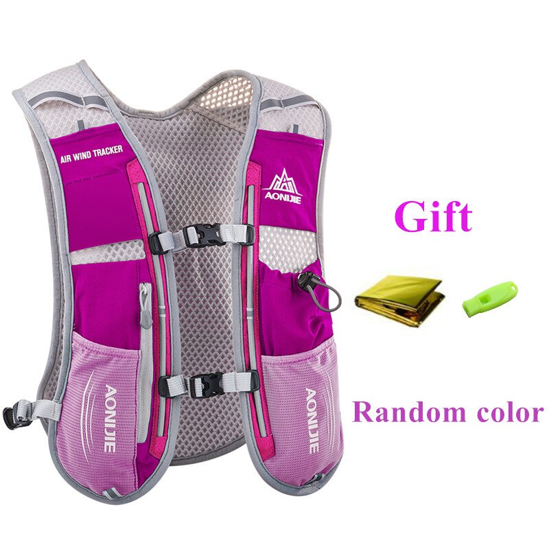 AONIJIE-mochila de hidratación de 5L, chaleco, arnés con vejiga de agua de 1.5L, Frasco blando de 500ml, senderismo, Camping, correr y Maratón: E913S Purple