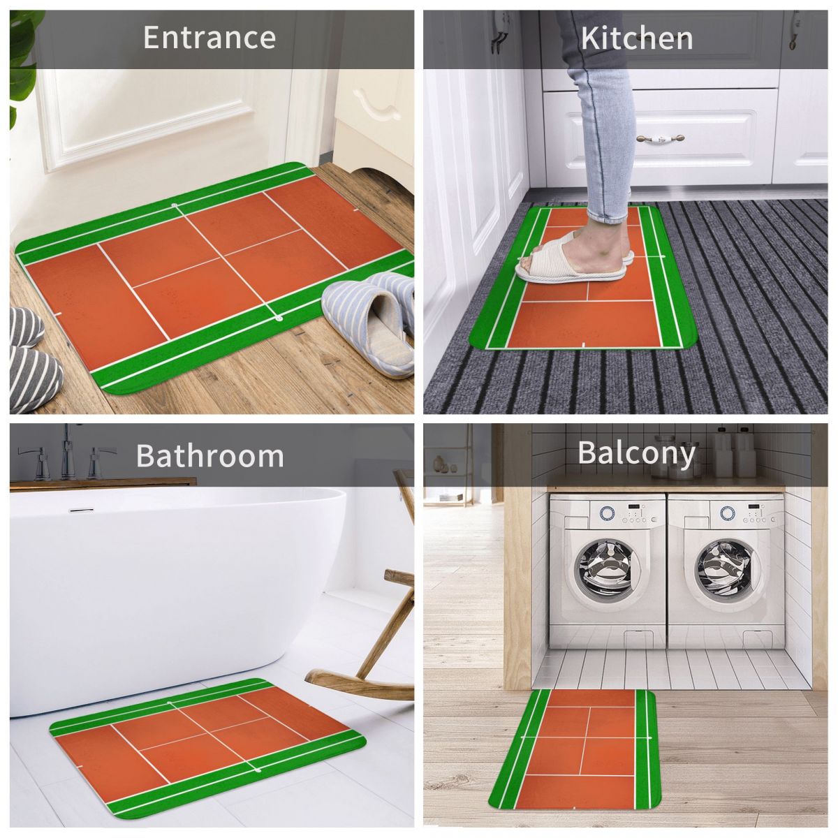 Big Tennis Court Doormat Non-slip Sports Kitchen Entrance Bathroom Rug Carpet Mat Hallway Decor Cartoon Sand Scraping Dust
