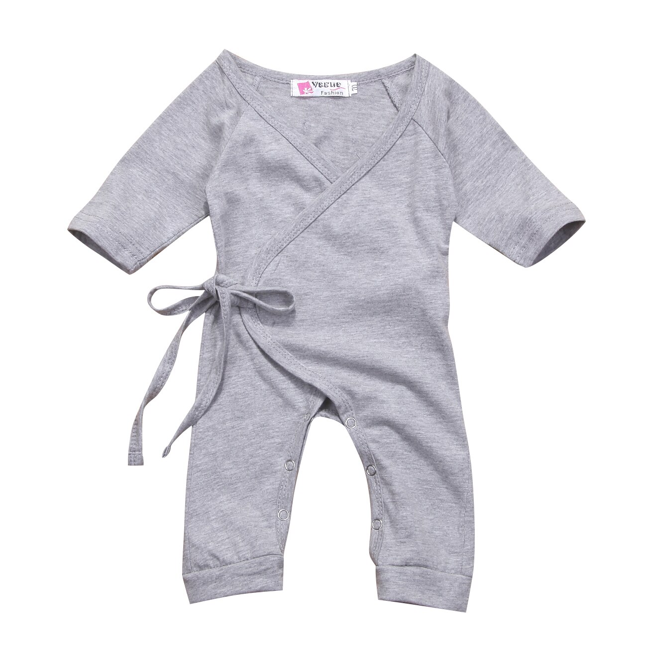 Newborn Infant Baby Boys Girls Angel Wing Solid Romper Jumpsuit Clothes Long Sleeve Casual Baby Clothing 0-24M: Gray / 3M