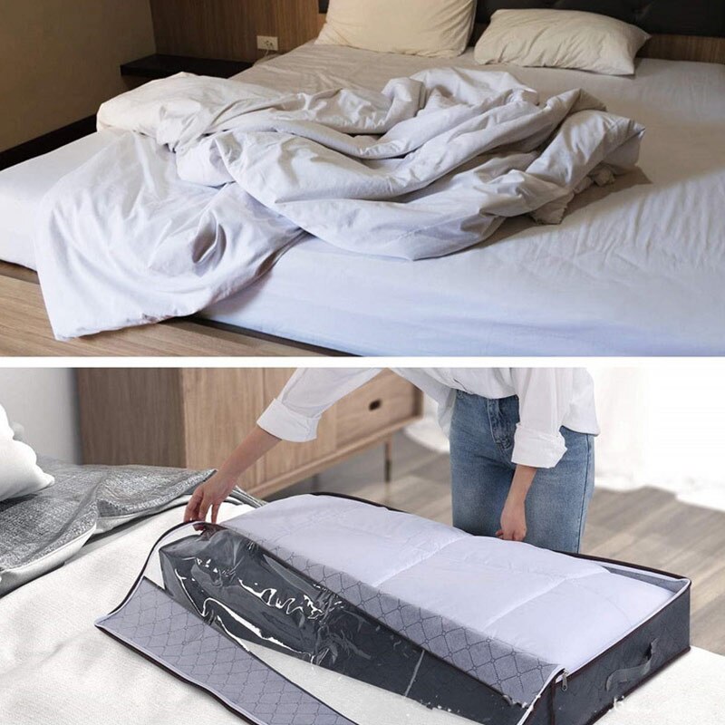 Yaapeet Large Under Bed Storage Bags Clothes Containers Clear Window Reinforced Handles Foldable Rectangle Closet Organizers