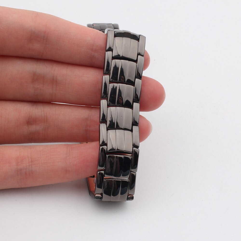 FINE4U B378 Mens Pure Copper Bracelet Double Row 4 Element Black Magnetic Health Bracelet Power Wristband