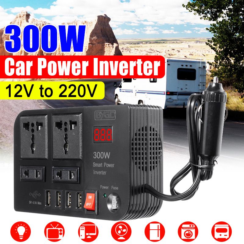 KROAK 300 W DC 12 V naar AC 220 V 4 USB Auto Power Inverter Charger Converter Adapter DC 12 tot 220 Gemodificeerde Sinus Transformator