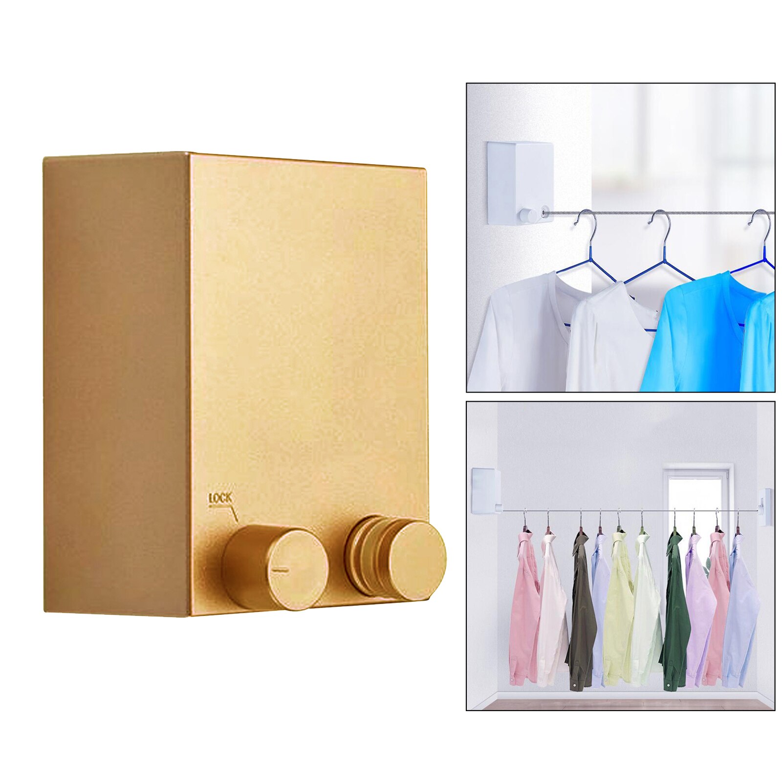 Huishoudelijke Waslijn Kleding Muur Hanger Lijn Droogrek Balkon Badkamer Drogen Kleding Wasserij Lijn: Golden