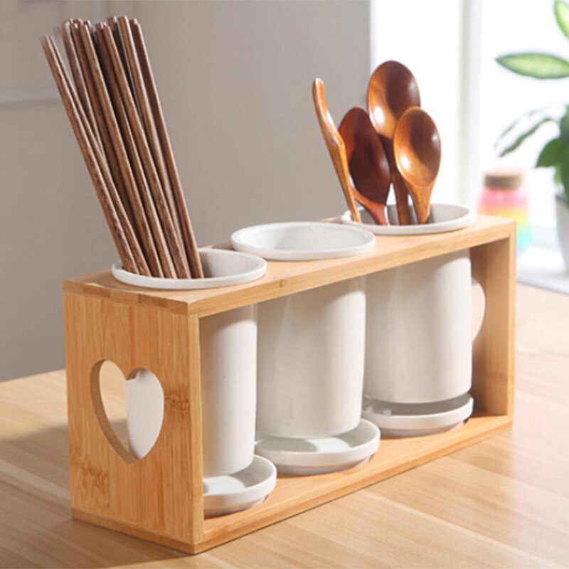 Household Ceramic Chopsticks Storage Rack Drain Holder
