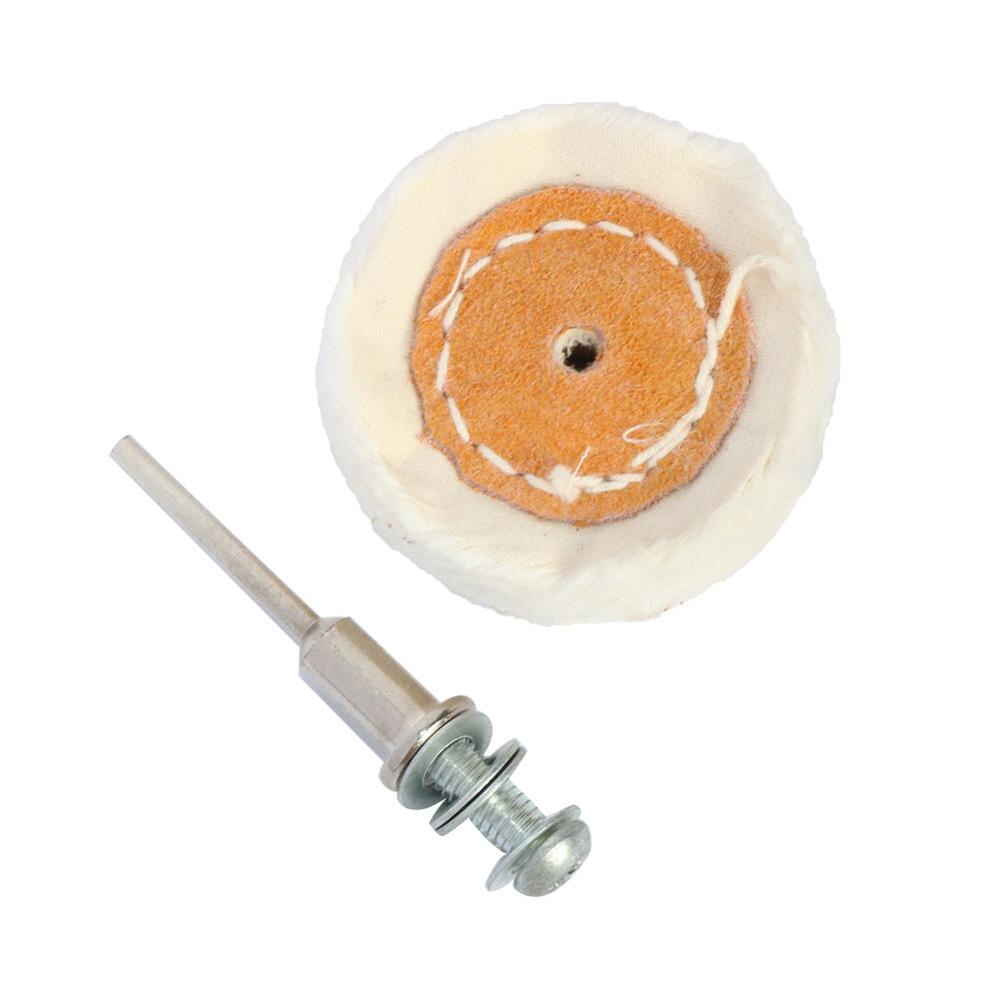 Cabezal de pulido de tela de algodón, rueda pulidora de fieltro de lana, mango de pulido de espejo de 3/6mm para accesorios de herramientas rotativas de taladro, 2 pulgadas, 50mm, 1 unidad: 3mm shank cotton