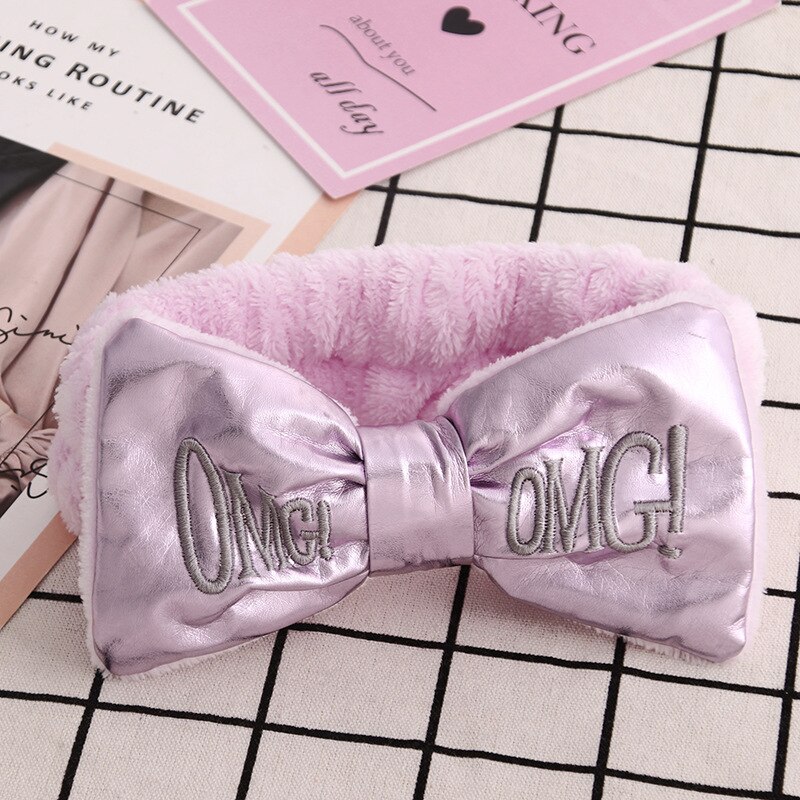 Letter OMG Coral Fleece Soft Bow Headbands for women Girls Cute Hair Holder Hairbands Hair Bands Headwear Hair Accessories: 7