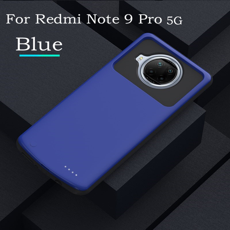 For Xiaomi Redmi Note 9T 5G Battery case Portable Phone Battery Charger Cases For Redmi Note 9 Pro 5G Power Bank Charging cover: Blue For Note 9 Pro