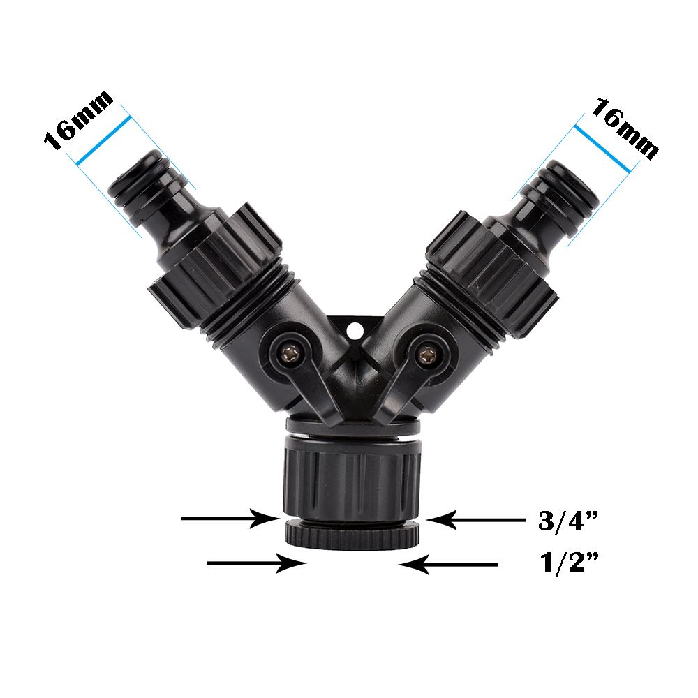 2-Way Garden Tap Water Splitter Female 1/2 3/4 Garden Hose Y Splitter Watering Adjustable Switch: Lavender