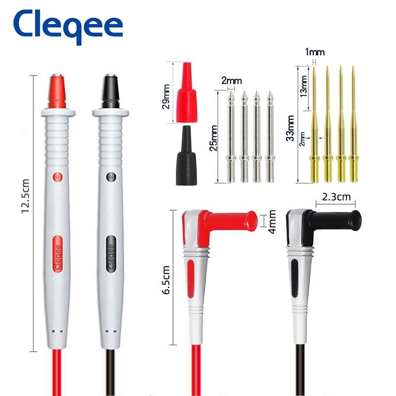 Cleqee P1503E Multimeter Test Leads Kits with Replaceable Needle Probes Alligator Clip 4mm Banana Plug PVC Cable 1000V