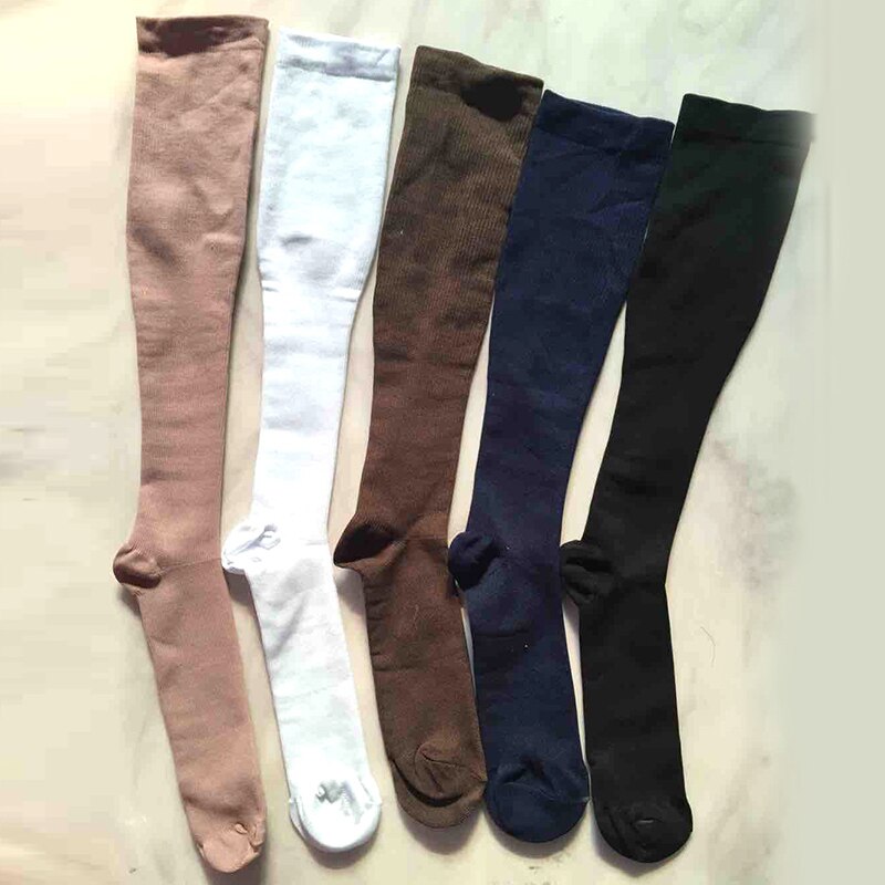 Winter Nylon Solid Pressure Compression Varicose Vein Leg Knee High Support Long Warm Stockings for Women Feet Cover