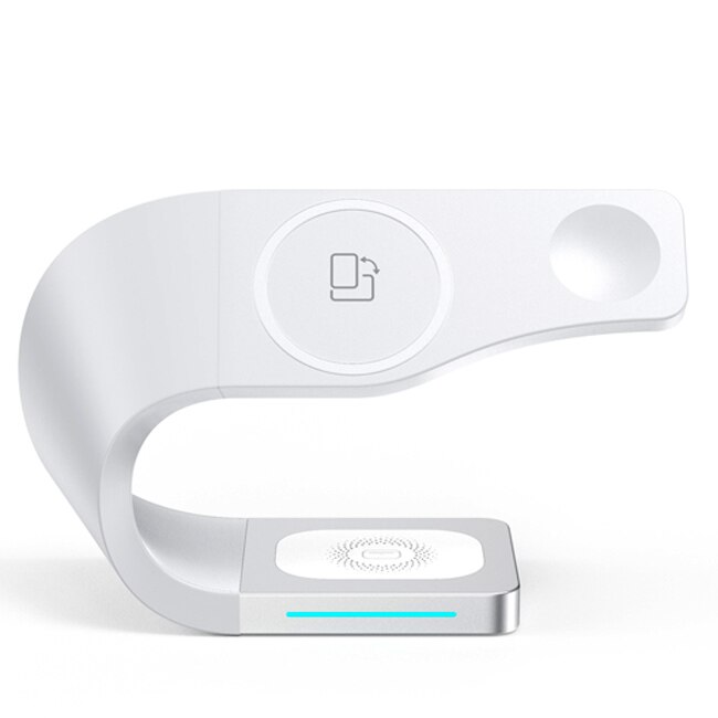 3 in 1 magnetiskt trådlöst laddarställ för iphone 12 13 pro max qi snabbladdning induktionsladdare för apple watch airpods: Vit