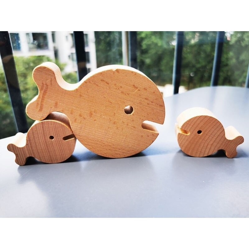 Children Handmade UnPaint Wooden Peg Dolls Fishes / Kids Raw Wooden Doll Fish Toy DIY Painting Craft Early Learning