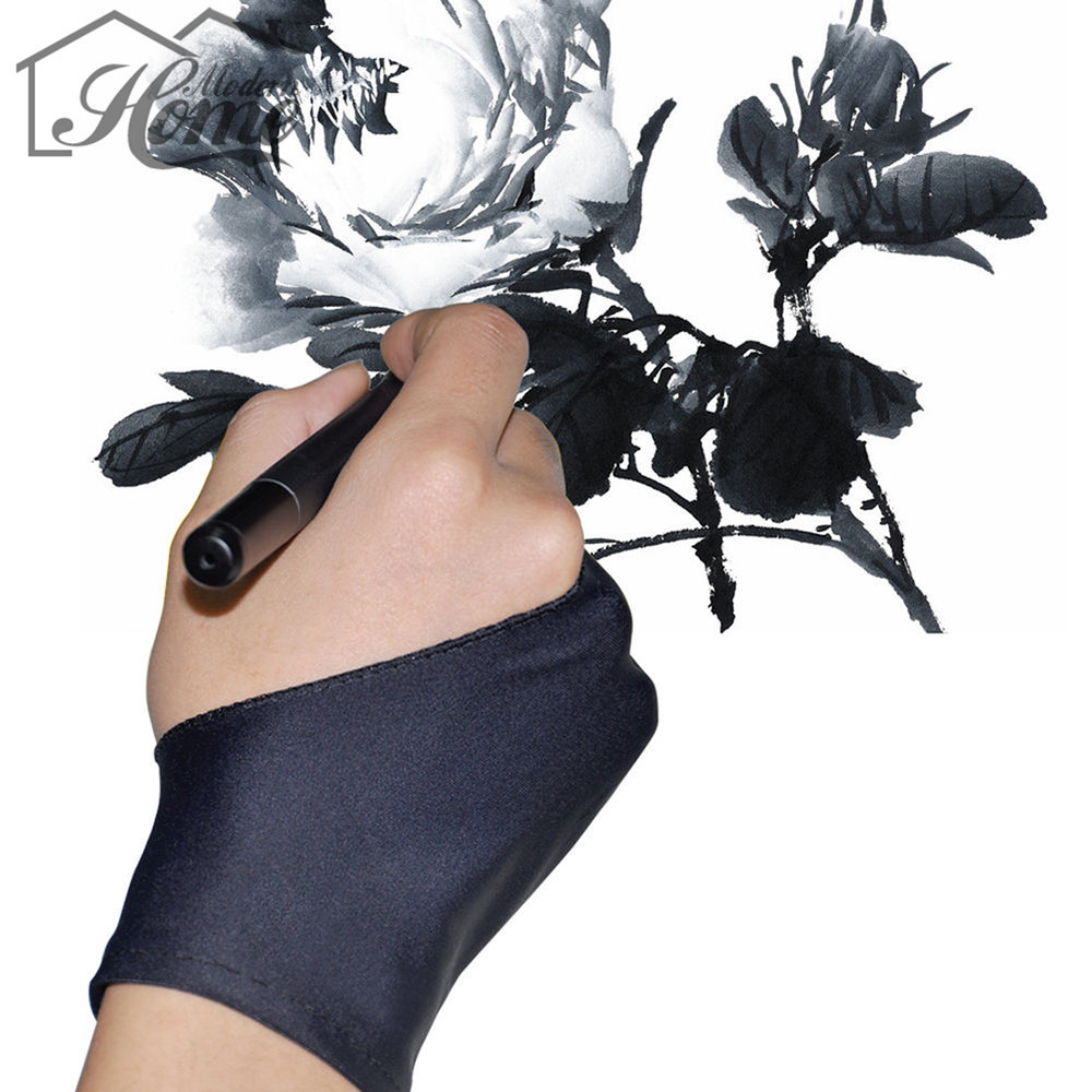2 stücke Zeichnung Handschuhe Anti-fouling Künstler Handschuh Für Alle Grafiken Zeichnung Tablet Schwarz 2 Finger Sowohl Für Rechts links Hände Frei Größe