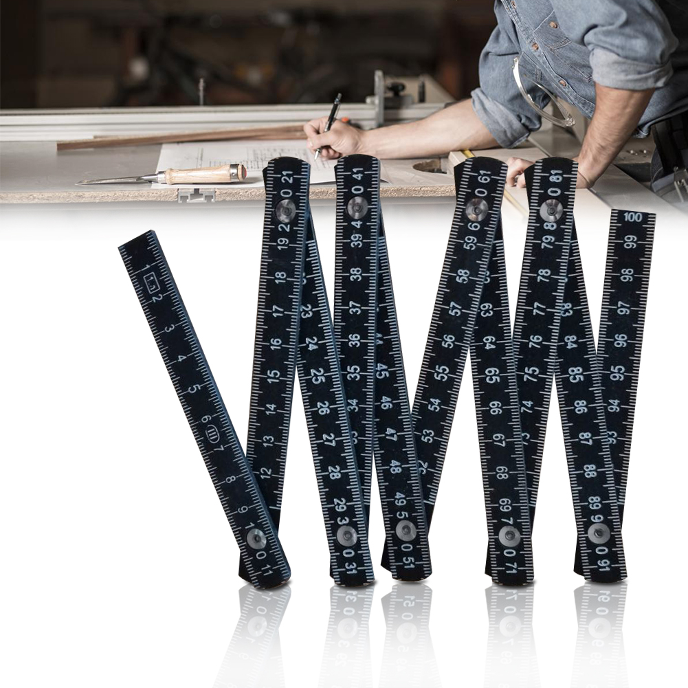 1m Stick Measuring Tools Fold Up Lightweight Compact Woodworking Portable ABS Multi Function Folding Ruler 10 Parts Carpenter