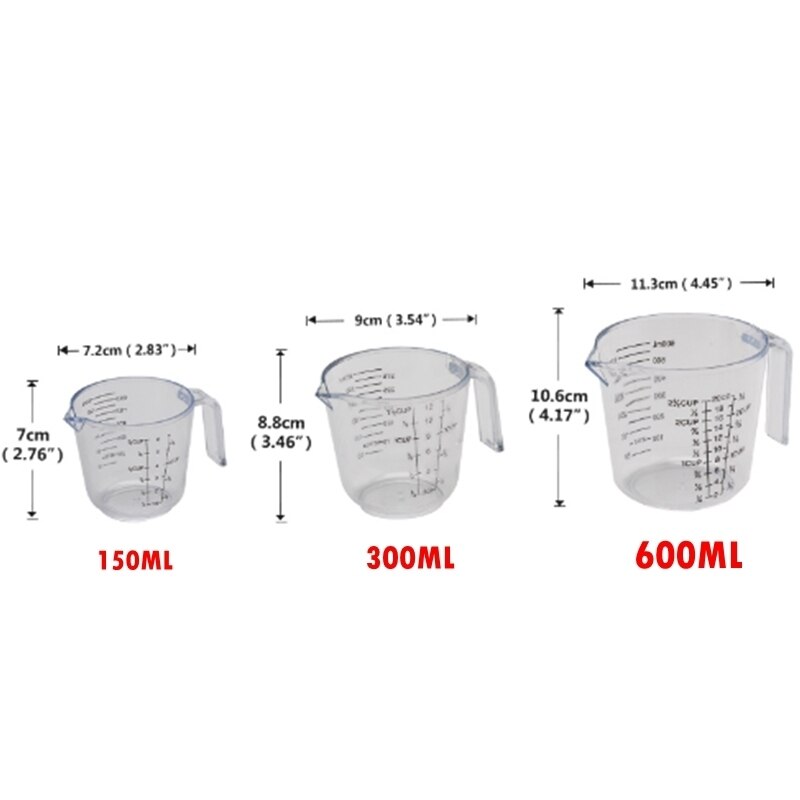 150/300/600ml Clear Measuring Cup Food Grade Material Water Milk Egg Yolk Container Measuring Cup Tools Measurement Kitchen