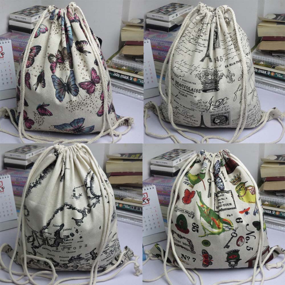 Polyester Retro Printing Women Party Drawstring Bag Travel Backpack Man's Bags Bolsa Feminina #BL5