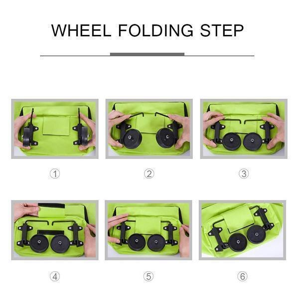 2 in 1 foldbar indkøbskurv med hjul premium oxford stof multifunktion indkøbstaske arrangør høj kapacitet