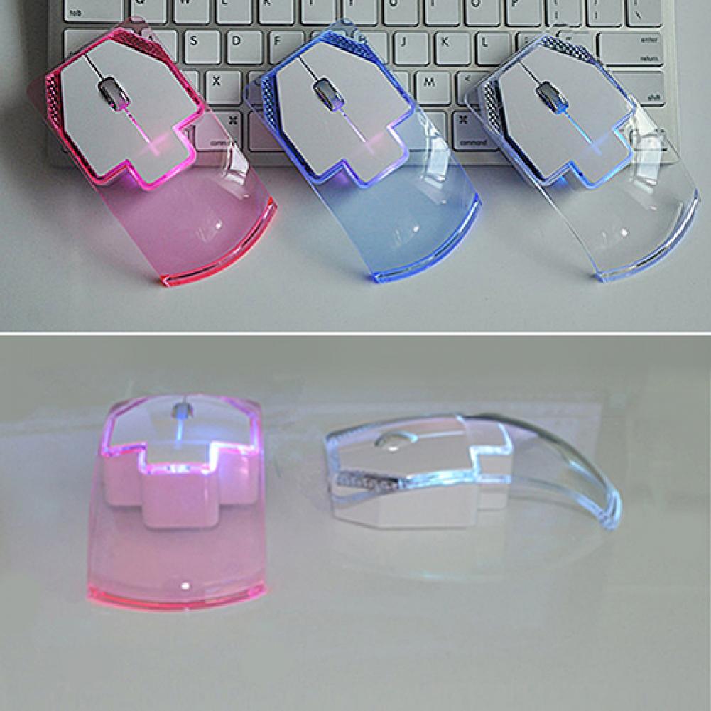 Ultra-thin Transparent 1200DPI 2.4GHz Wireless Optical Luminous Mouse for PC Desktop Laptop Notebook