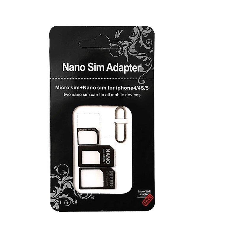 4 in 1 Mikro Nano SIM Karte Adapter Verbinder Bausatz Für iPhone 6 7 Plus 5 S Huawei P8 lite p9 Xiaomi Hinweis 4 Profi 3S Mi5 sims Halfter: Ursprünglich Titel