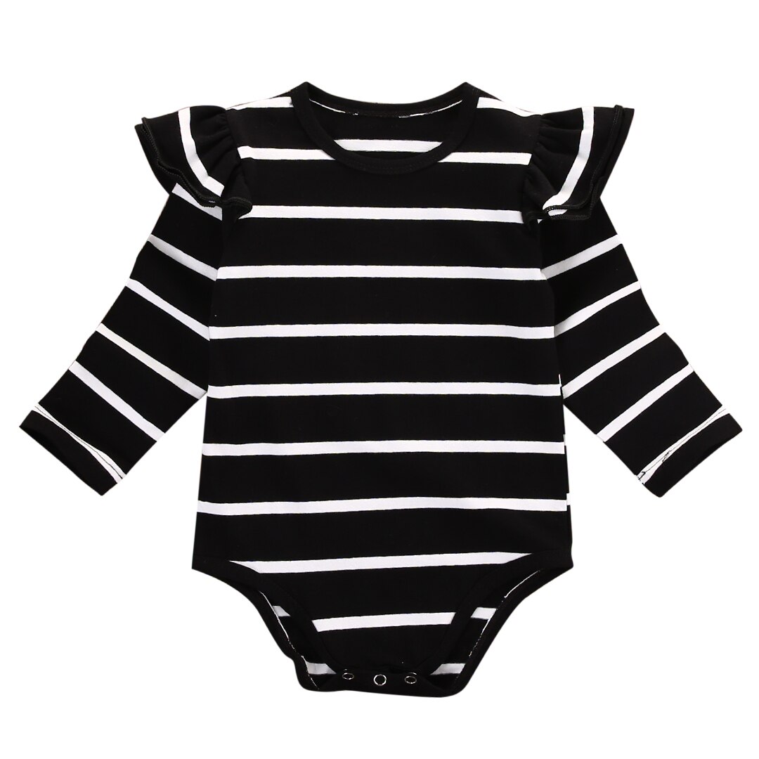 Newborn Kinder Baby Säugling Lange Hülsenspielanzug Blacek und weiß Striped Overall Kleidung Outfit