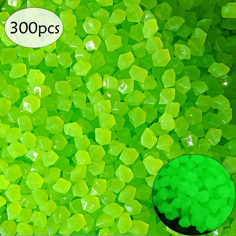 200/300/500Pcs Decorative Pebbles Garden Decor Outdoor Luminous Pebbles Garden Lawn Yard Walkway Stones Glow In The Dark Pebbles: Green B 300pcs