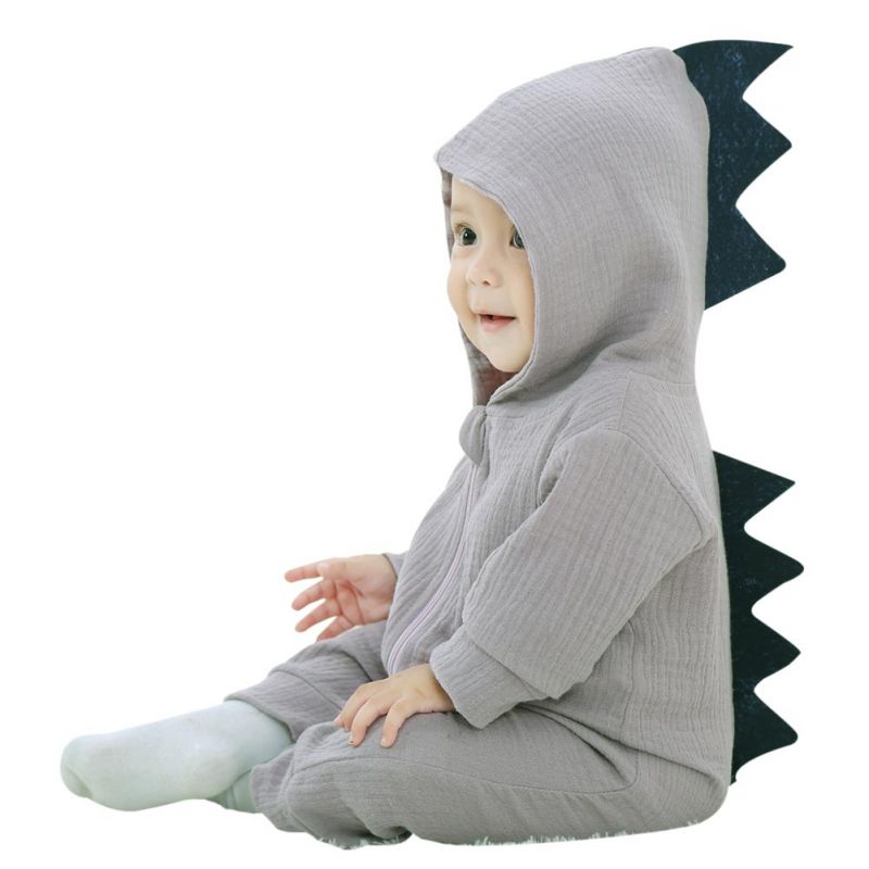 Dinosaur Baby Boy Girl Rompers Solid Purple Gray Rompers warm spring autumn cotton romper Playsuit Clothes: H / 18M