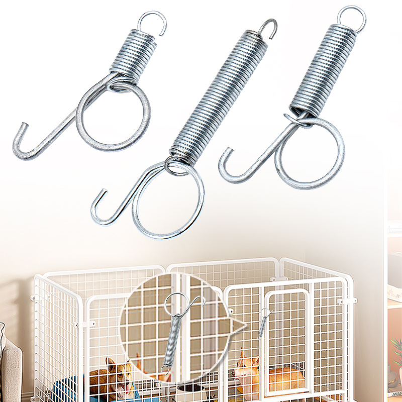 Gancho de resorte para puerta de jaula, gancho de resorte de Metal, resorte de fijación de tensión resistente para alambre, herramienta para jaula de encuadernación, conejo, pájaro, hámster, 10 Uds.