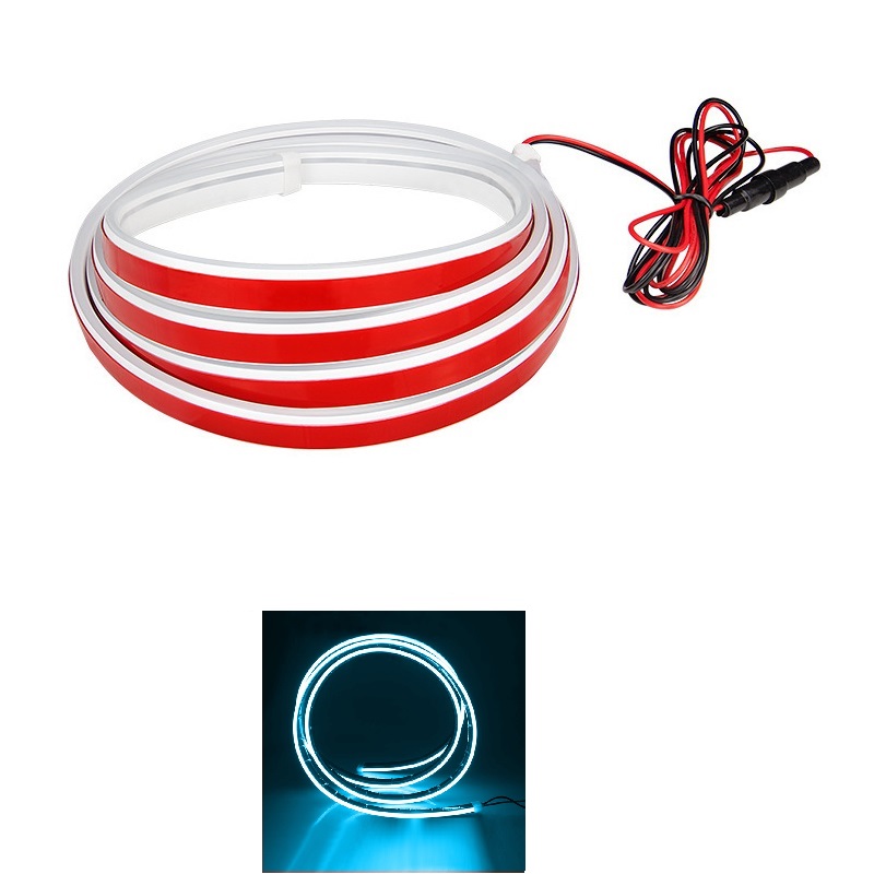 12V Autokap Dagrijverlichting Ambient Neon Lamp Strip Waterdichte Scan Verlichting Sfeer Achtergrondverlichting: Rood / koud wit 6000k