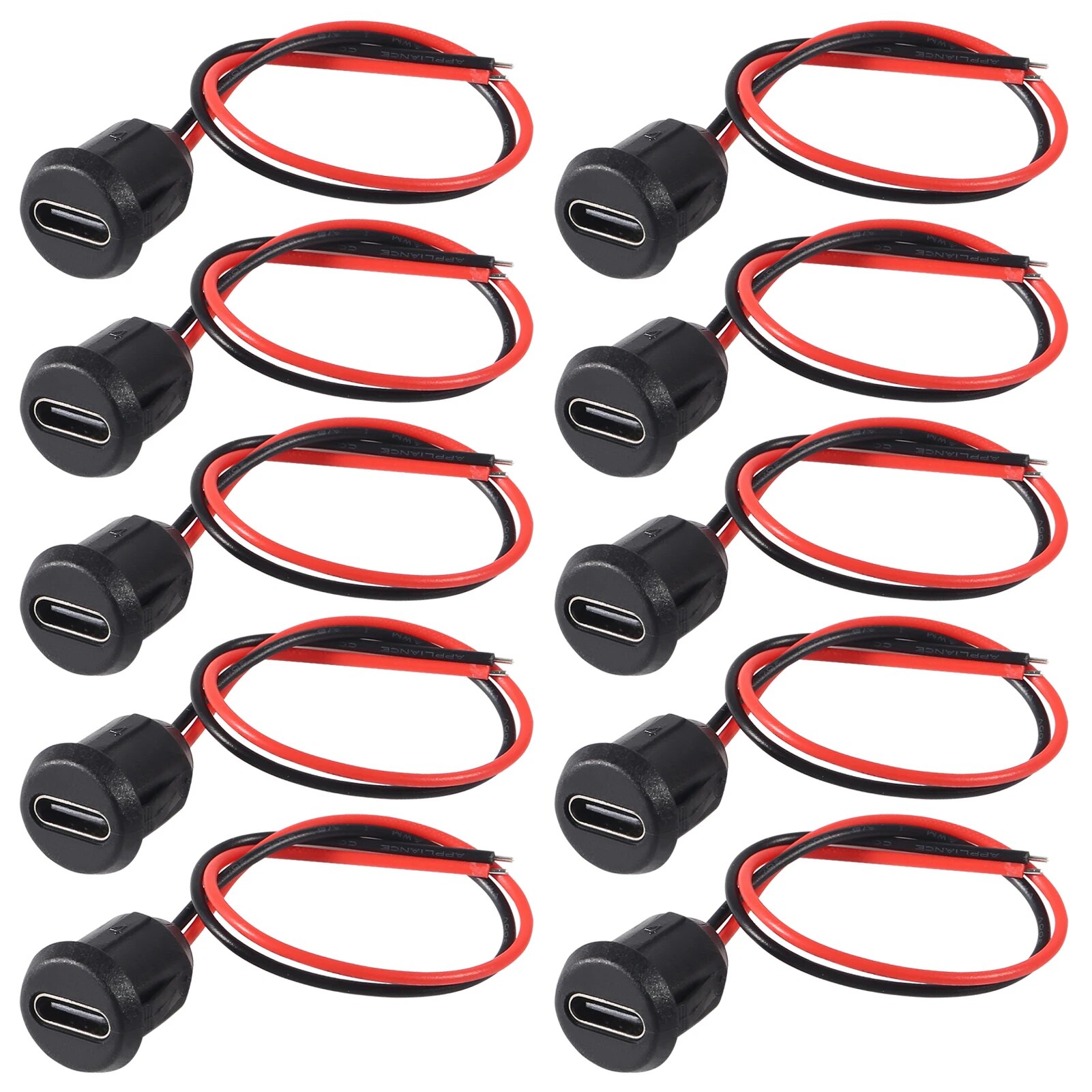 Conector USB tipo C hembra de 2 pines, resistente al agua, con enchufe hembra, puerto de carga de carga rápida, enchufe de cargador USB-C, 5 uds.