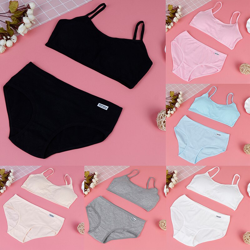 Girl Clothing Training Bras Set Puberty Young Girls Cotton Children Sport Underwear Teenagers Student Camisole Vest Set
