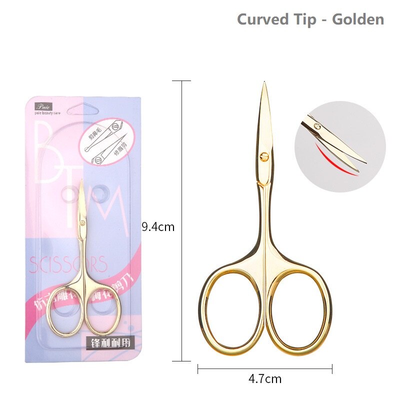 Eyebrow Trimming Tool Set, Eyebrow Clip Nose Hair Trimmer, Special for Female Beginners: Curved Tip Gloden