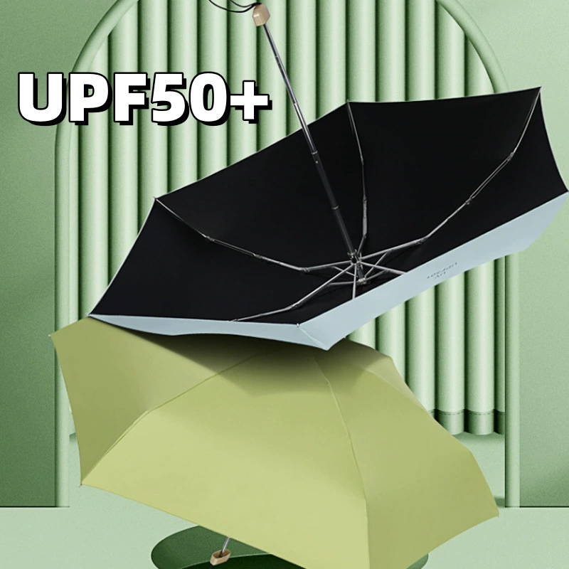 UPF50 + Mini sombrilla de bolsillo pequeño paraguas de viaje para la lluvia paraguas plegable de vinilo protección UV parasol de bolsillo cápsula