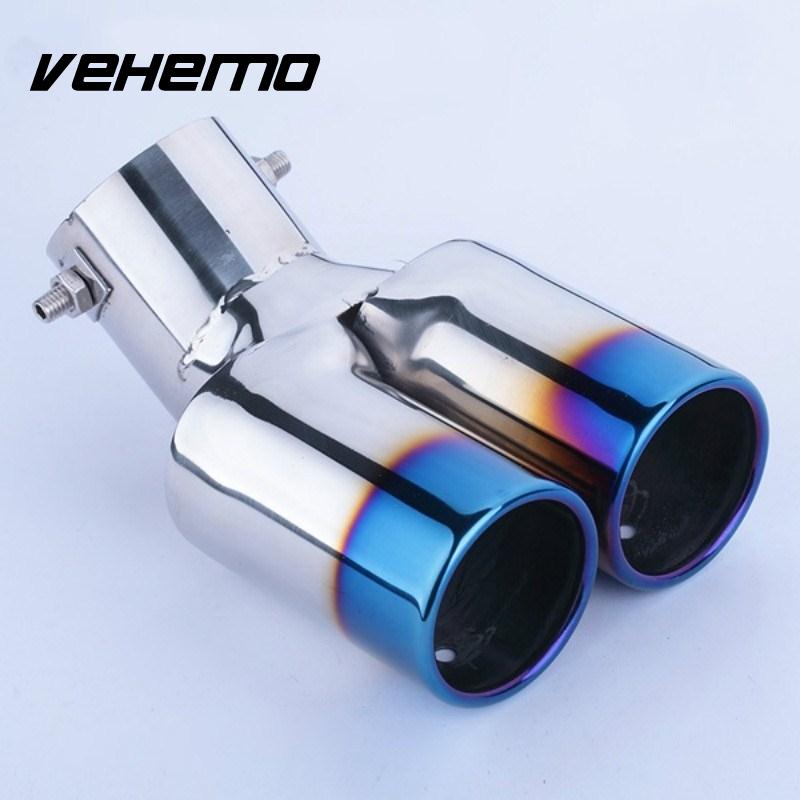 Car Vhielce Twins Curved Exhaust Tail Tip Pipe Muffler Silencer Stainless Steel