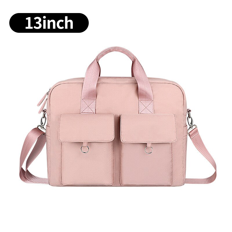 Unissex maleta à prova dunisex água náilon sacos do portátil ombro sólido crossbody saco bolsas de negócios documentos escritório saco de armazenamento xa776z: Pink 13.3inch