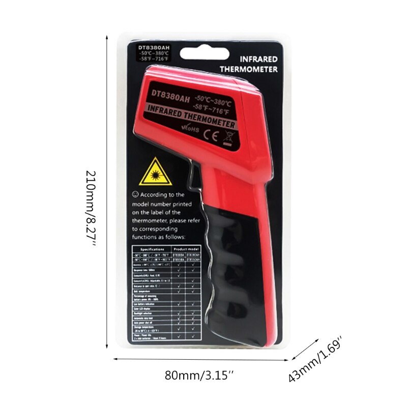 Industrial High Precision Digital Infrared Thermometer LCD Display Colorful Non-Contact Handheld Temperature Meter Portable 896B