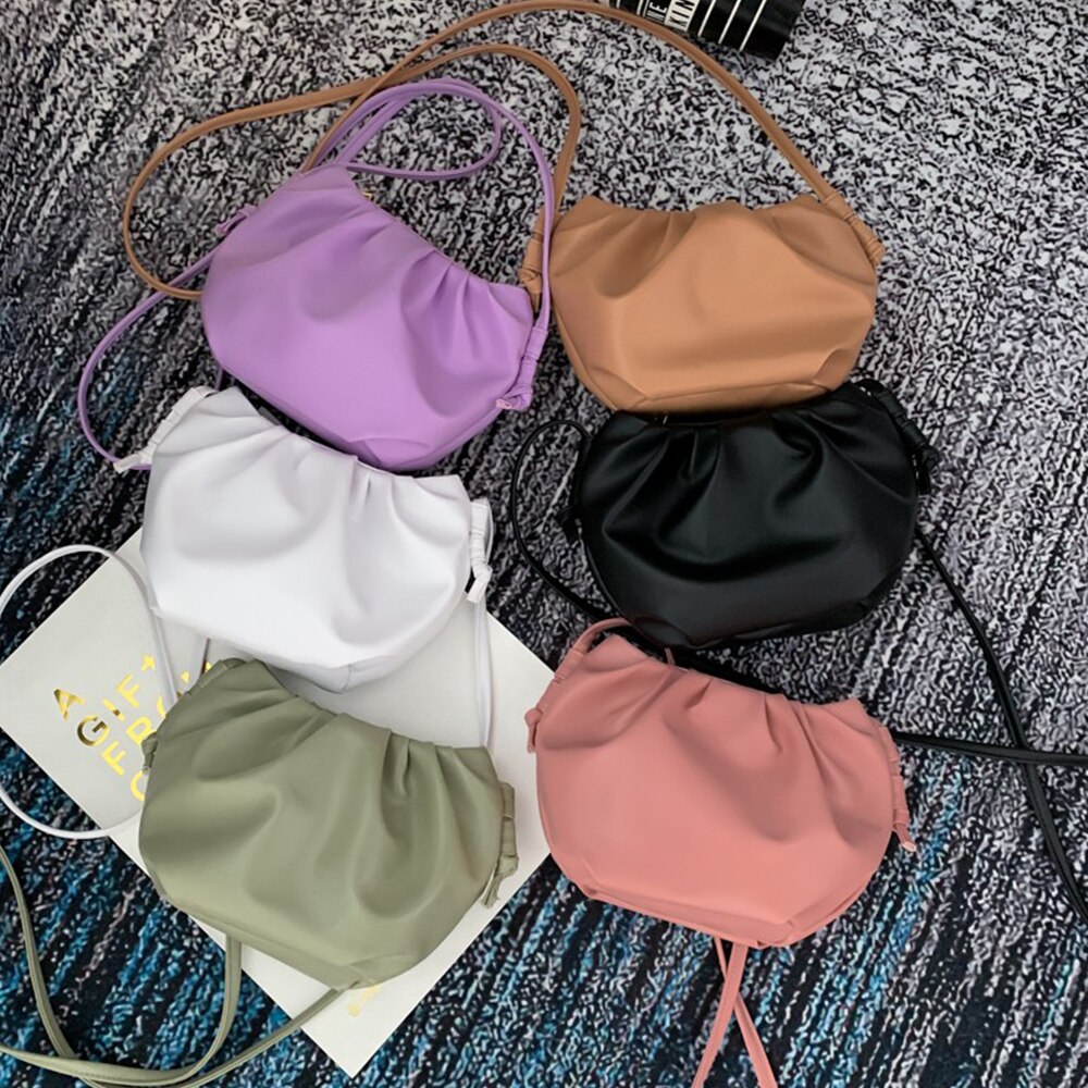 Cloud-wrapped Soft PU Leather Small Bag Shoulder Slant Dumpling Bag Handbag Day Clutches bags Messenger Crossbody Bag