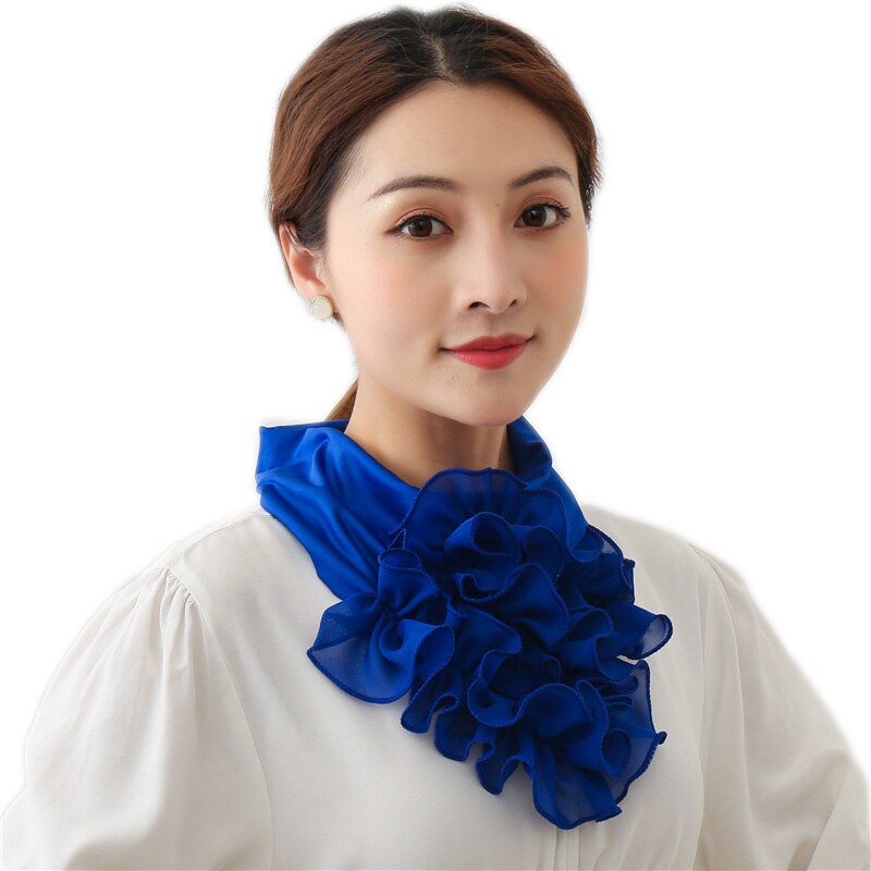 women Floral Neck Ring Scarf Chiffon Collar Tie Muslim Hijab Hat Indian Turban Lady Office Neckerchief Skinny Hair Scarves soild