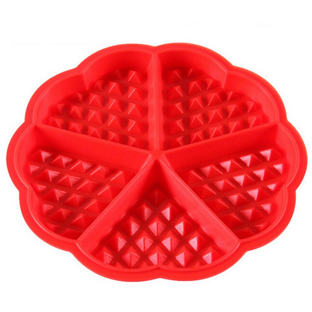 Clean Kitchen Food Grade Silicone Mini Round Waffles Pan Cake Baking Mould Mold Waffle Tray Red H5