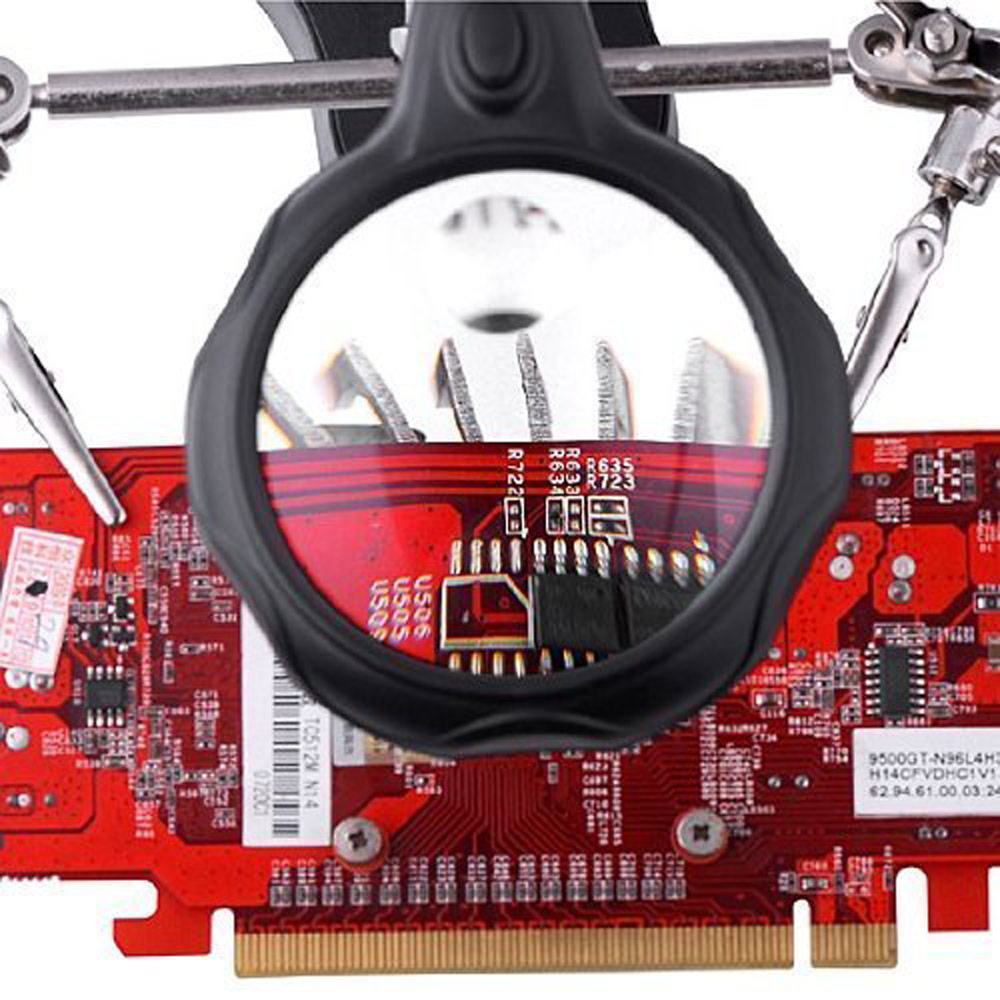 Magnify Glass 3.5x 12X 3rd Helping Clip LED Lighting Handheld Magnifying Soldering Iron Stand Glass Len Magnifier repair
