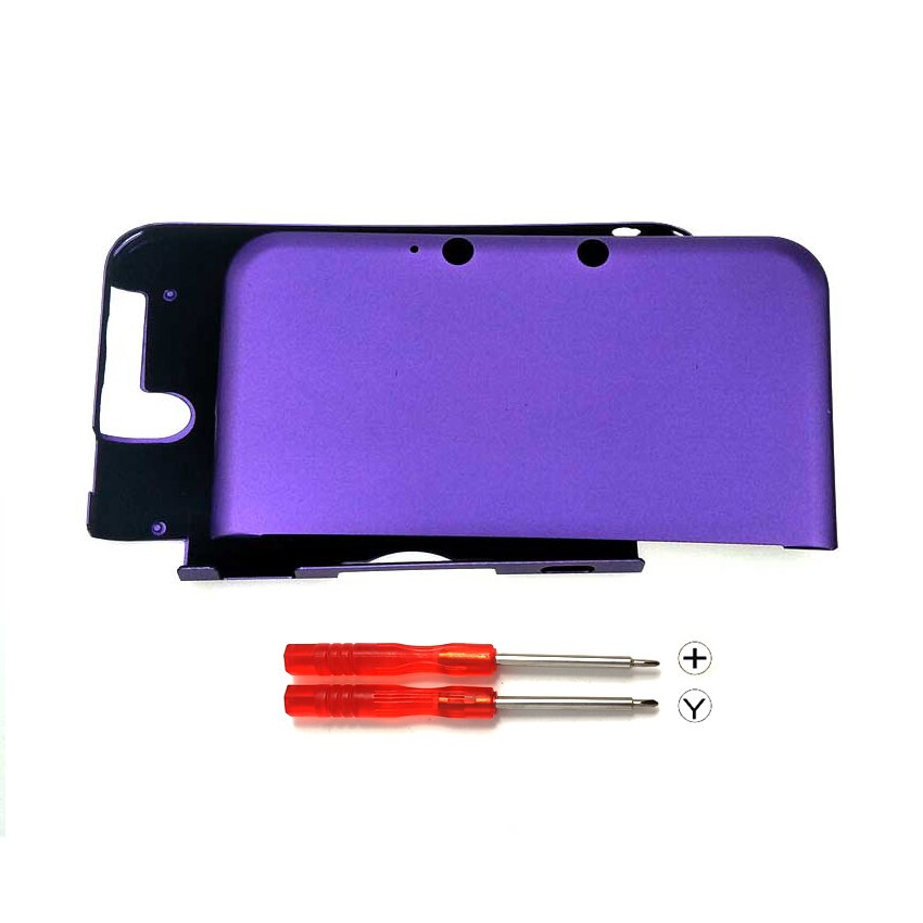 YuXi Aluminum Hard Metal Box Protective Shell Front + Back Cover Case For Nintend 3DS XL LL with screwdrivers Repair Tool: Purple