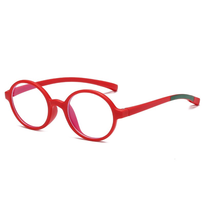 Gafas con montura de silicona suave para niños y niñas, lentes antirayos azules, Protector de ojos, montura de vidrio, lentes transparentes: C4 Red
